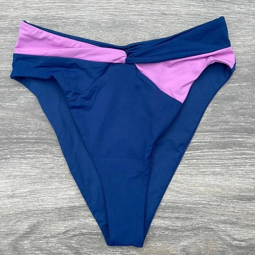 L*Space Ringo Twist Colorblock Bikini Top & Nancy Lee Bottoms, indigo-rosebud - Picture 8 of 16